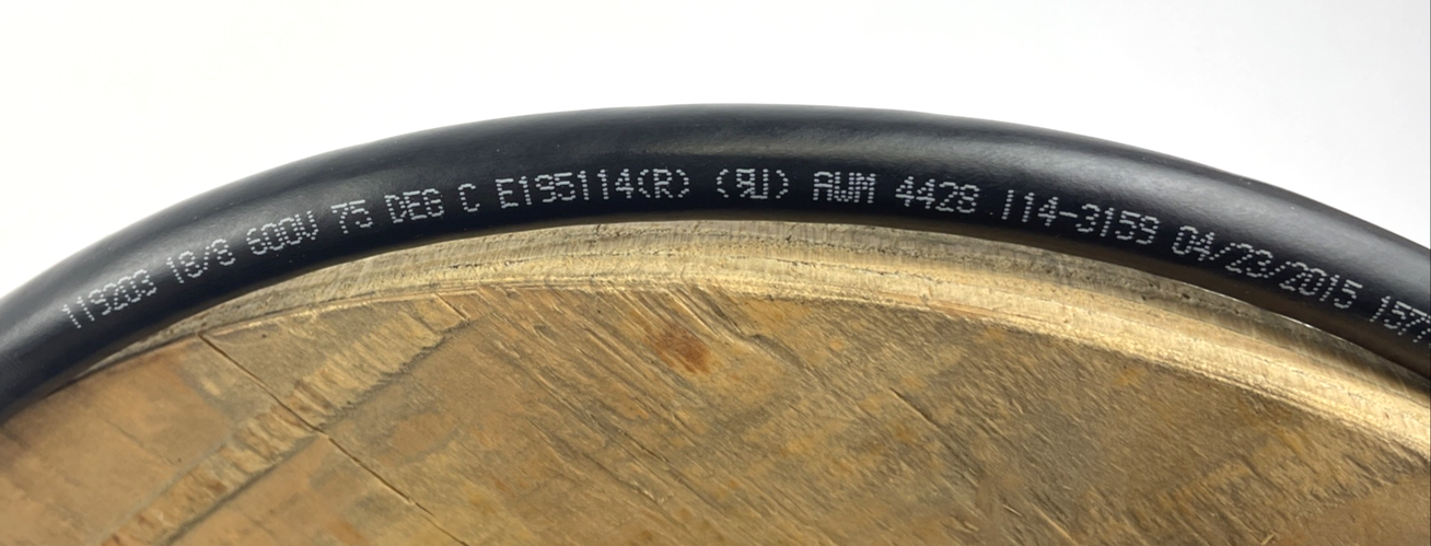 #119203 CABLE (18/8 600V 75 DEG C E195114(R) AWM 4428)  25 Foot Section of Cable