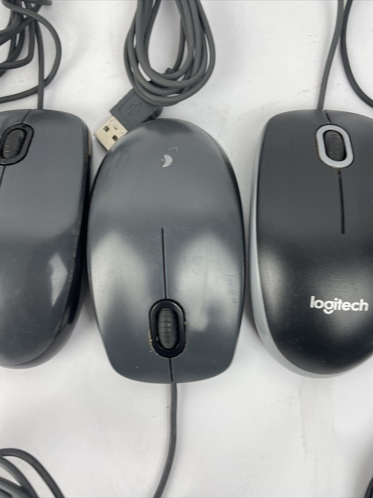 Lot of 11 Logitech Optical Corded Mouse USB 3 Button Computers B100 M100 Assorte