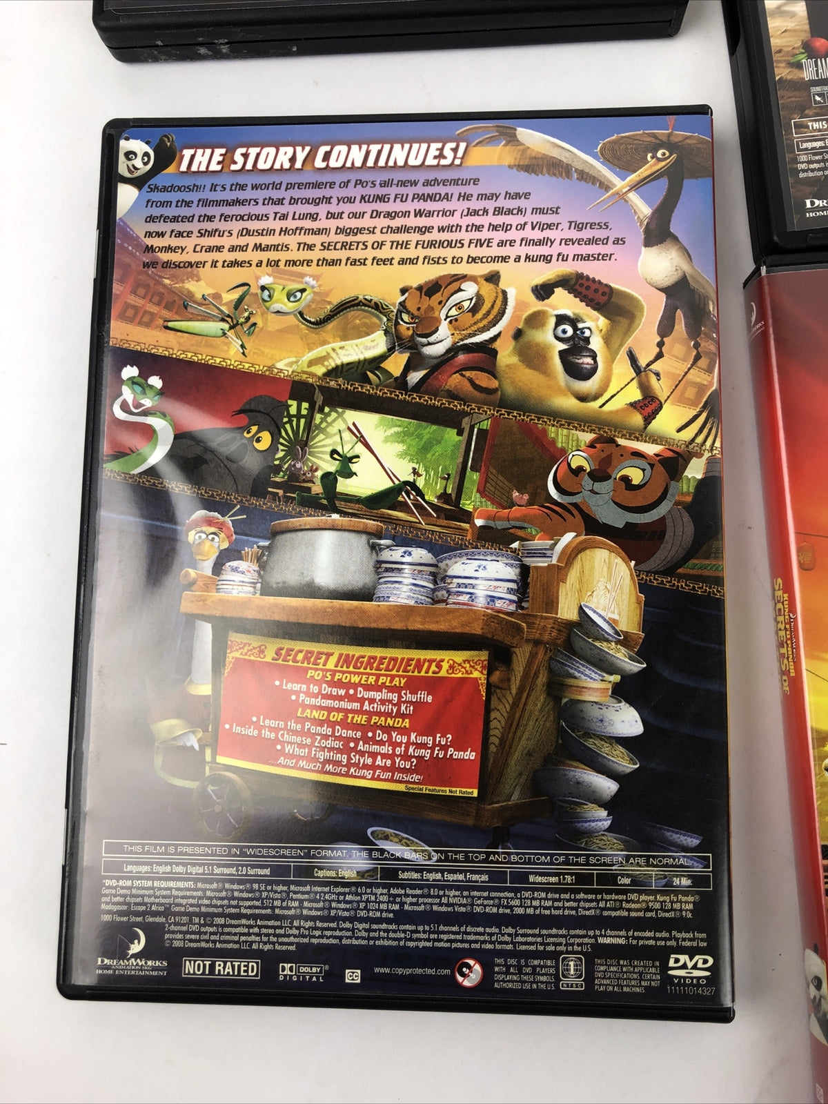 Lot Of 4 DVD's Kung Fu Panda, KFP #2 ,Furious Five, Secrets of the Masters - VGC