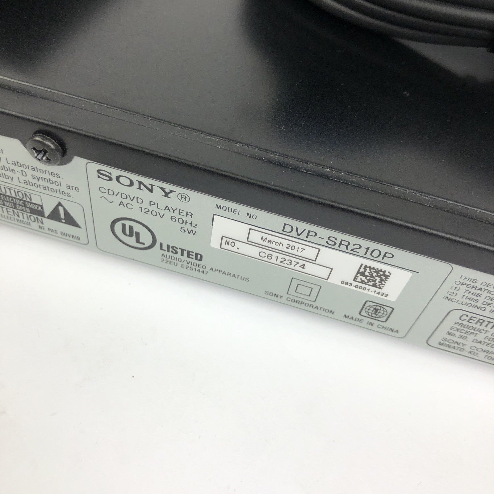OEM Sony CD / DVD Player  DVP-SR210P w Remote Control Sony RMT-D197A * VGC LOOK