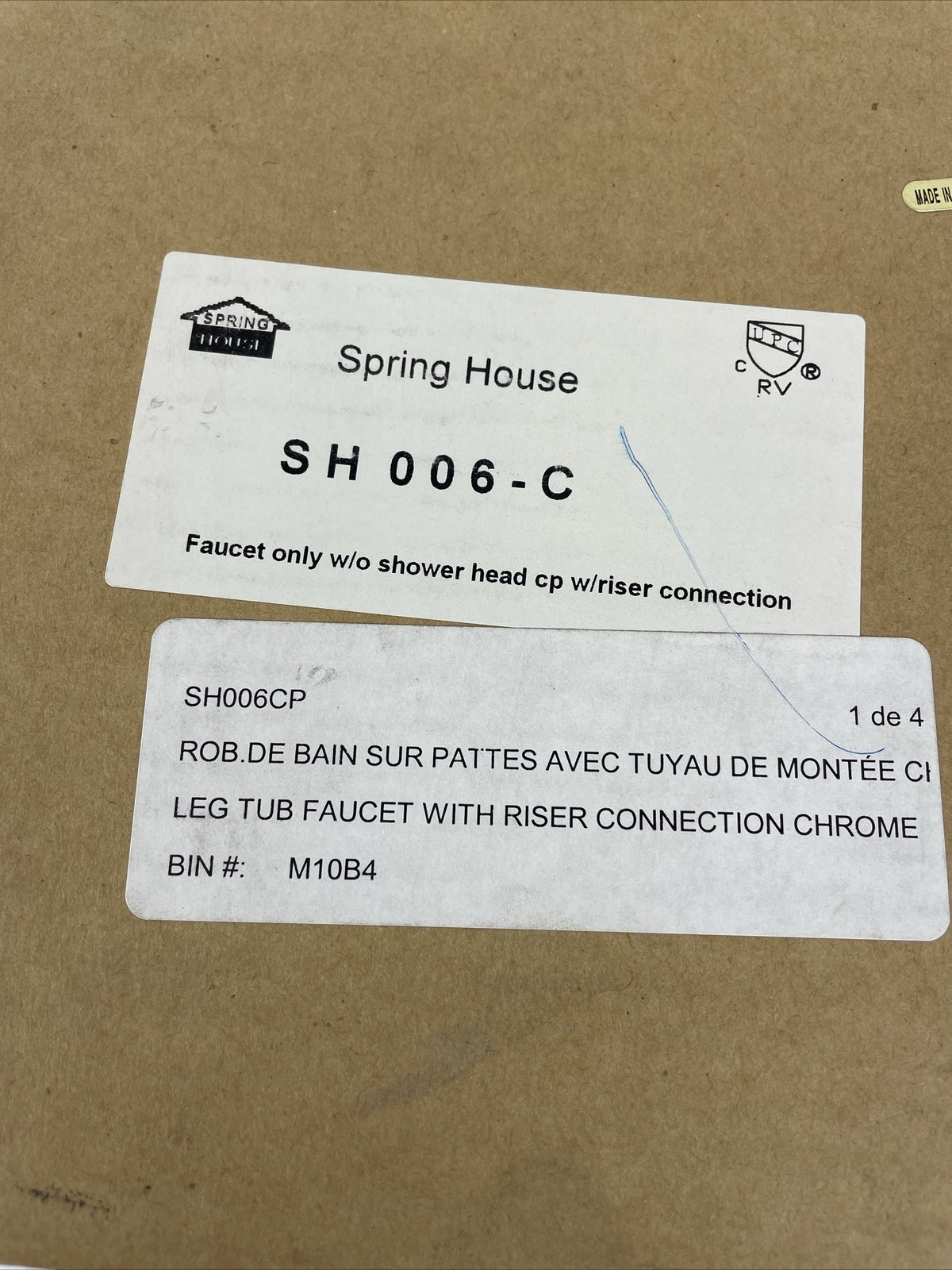 Spring House Chrome Clawfoot Tub Faucet with Riser Connection