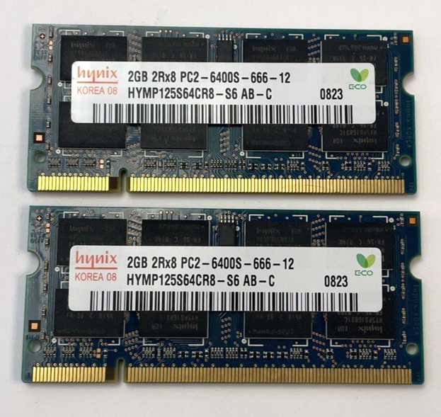 Lot of 2 x Hynix 2GB 2Rx8 DDR2 PC2-6400S 666 12 DDR2 Memory (HYMP125S64CR8S6)