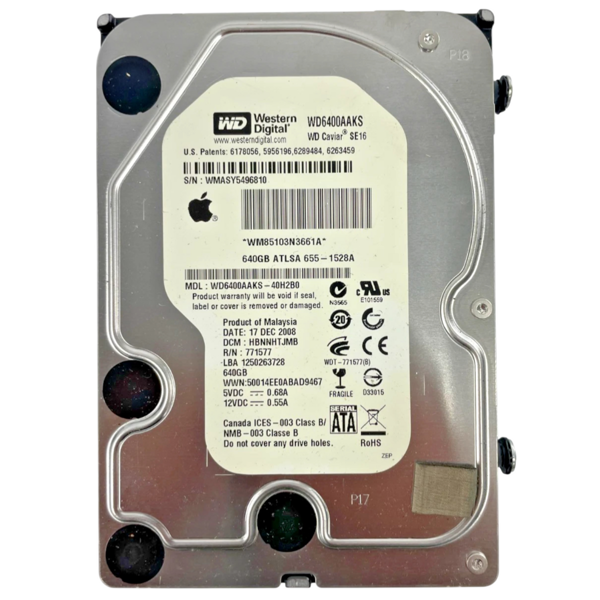 Western Digital WD6400AAKS 7200 RPM SATA 640 GB Internal Hard Drive Cache16 MB