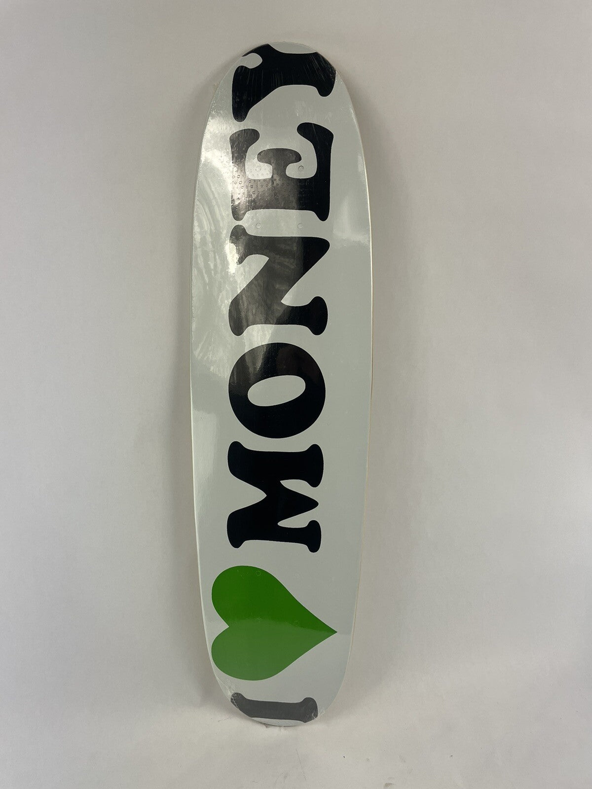 I Love Money old school cruiser skateboard deck 7 x 29 inches made from 6-ply maple with graphic artwork.