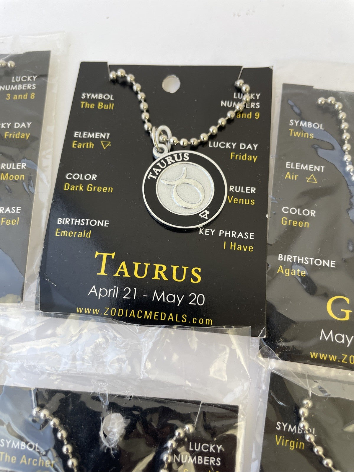 Lot of 10 Zodiac Medals Medallion Necklace 16” Chain - Symbol For Life Bundle