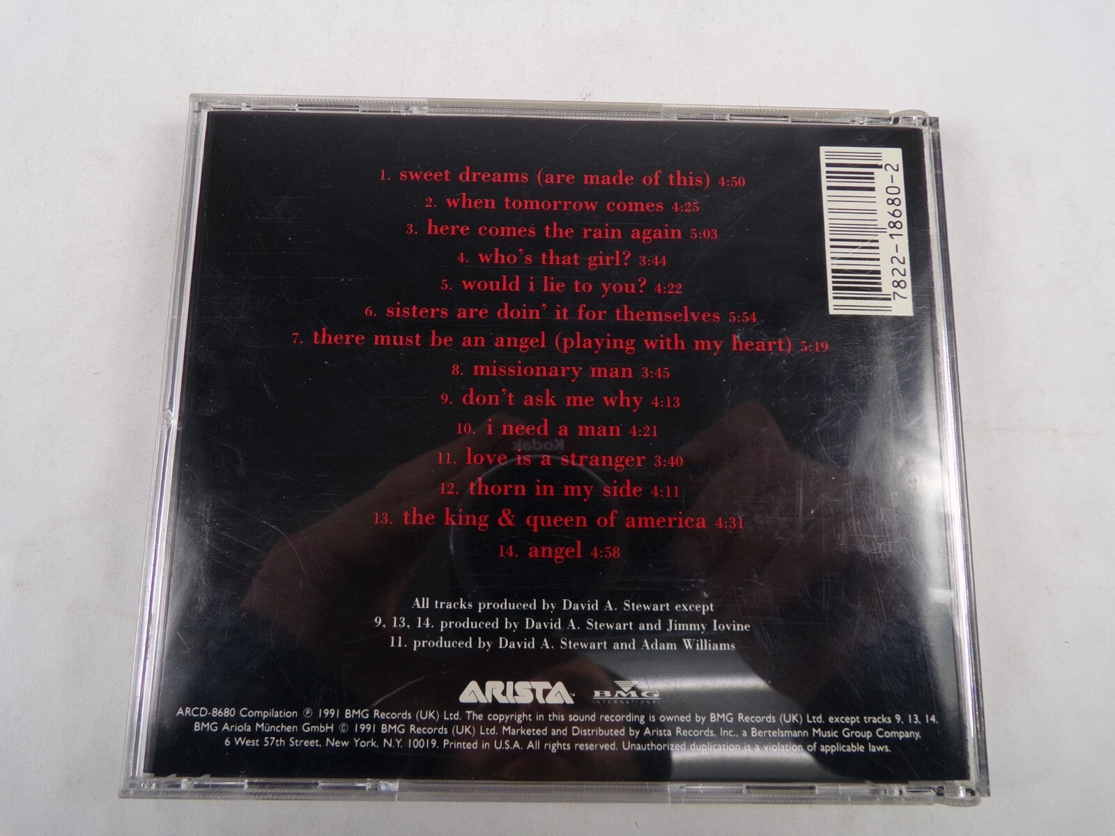 Eurythmics Greatest Hits Sweet Dreams When Tomorrow Comes I Need A man CD#57
