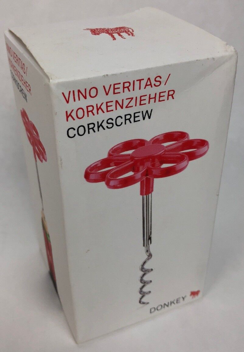 Donkey Products Flower Red Corkscrew Crate And Barrel Vino Veritas - LOOK