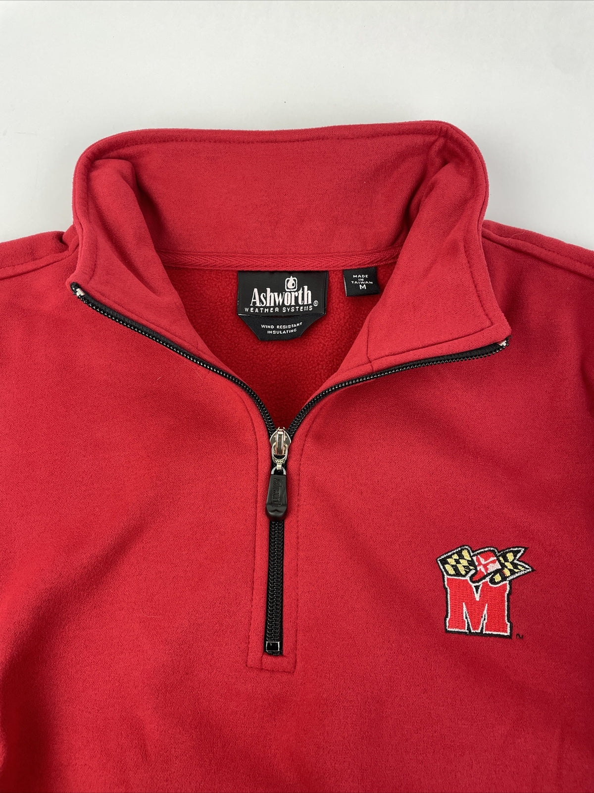 Ashworth weather Systems Maryland Red Mens Medium 1/4 Zip Jacket Wind Resistant