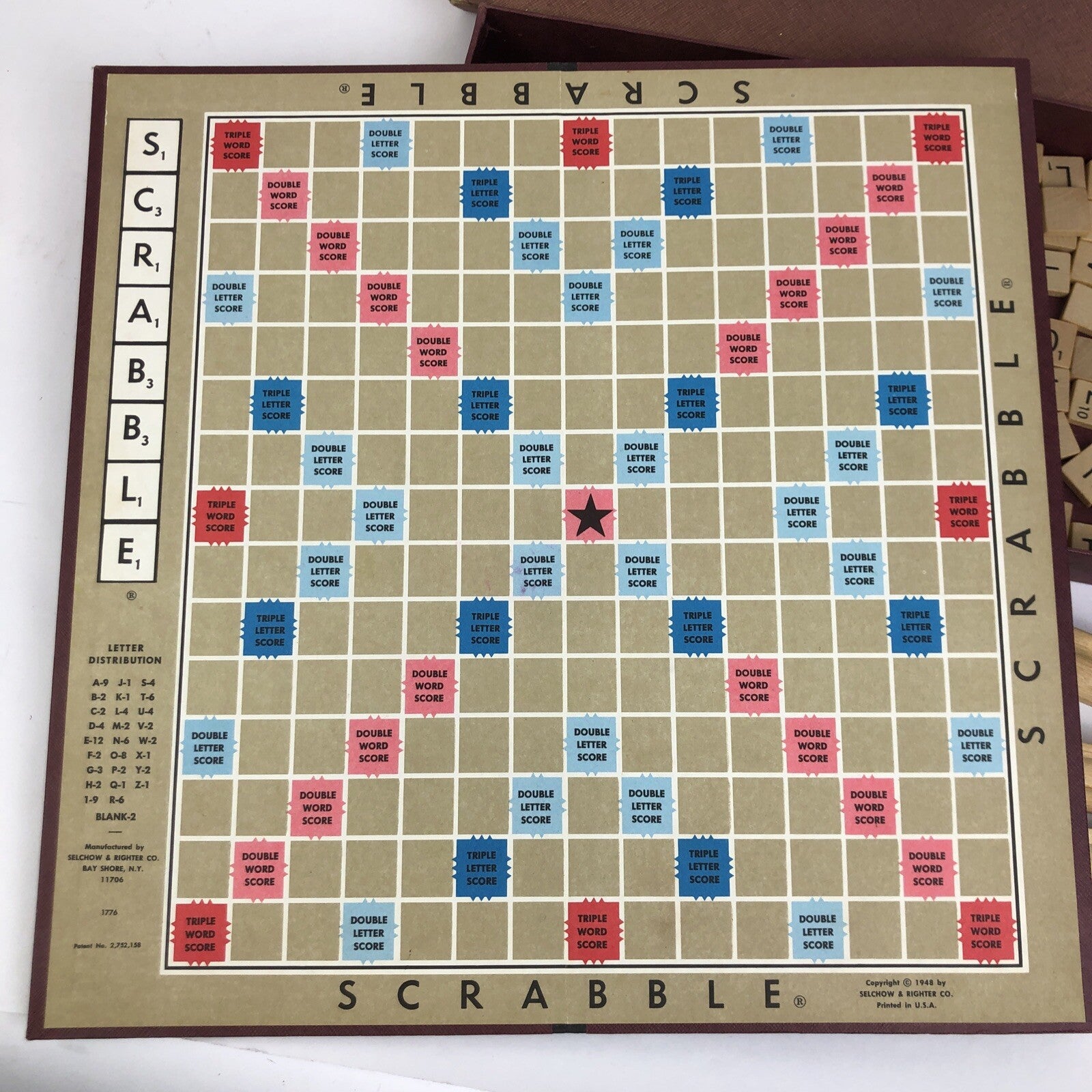 Vintage Scrabble Game - Selchow & Righter Co S and R Games 1976 w All 100 Tiles