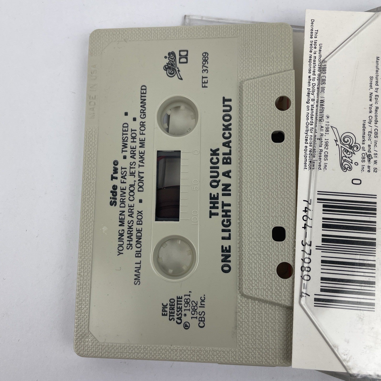THE QUICK - One Light In A Blackout -  (FET37989) - 1982 - Audio Cassette Tape