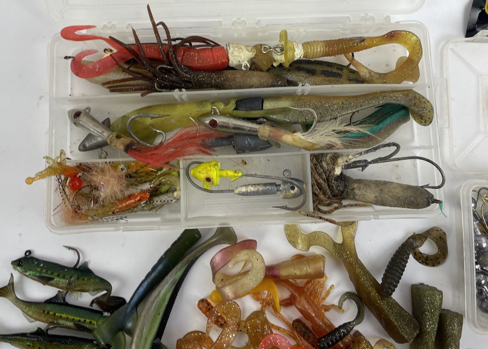 Huge Lot Bass Fishing Soft Lure - Worms Minnows Jig Grub Fishtrap Plastic Rubber