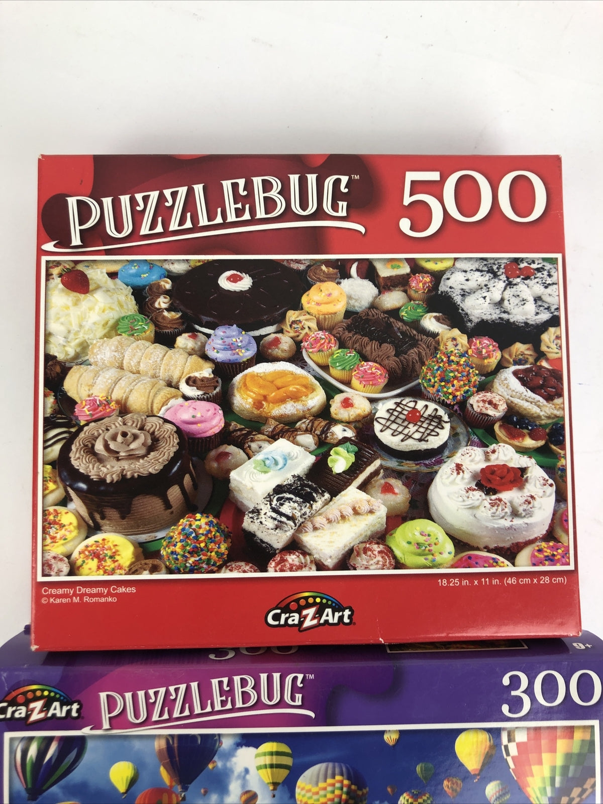 Lot of 2 CraZart PUZZLEBUG 300 500 Piece HOT AIR BALLOONS + Creamy Dreamy Cakes
