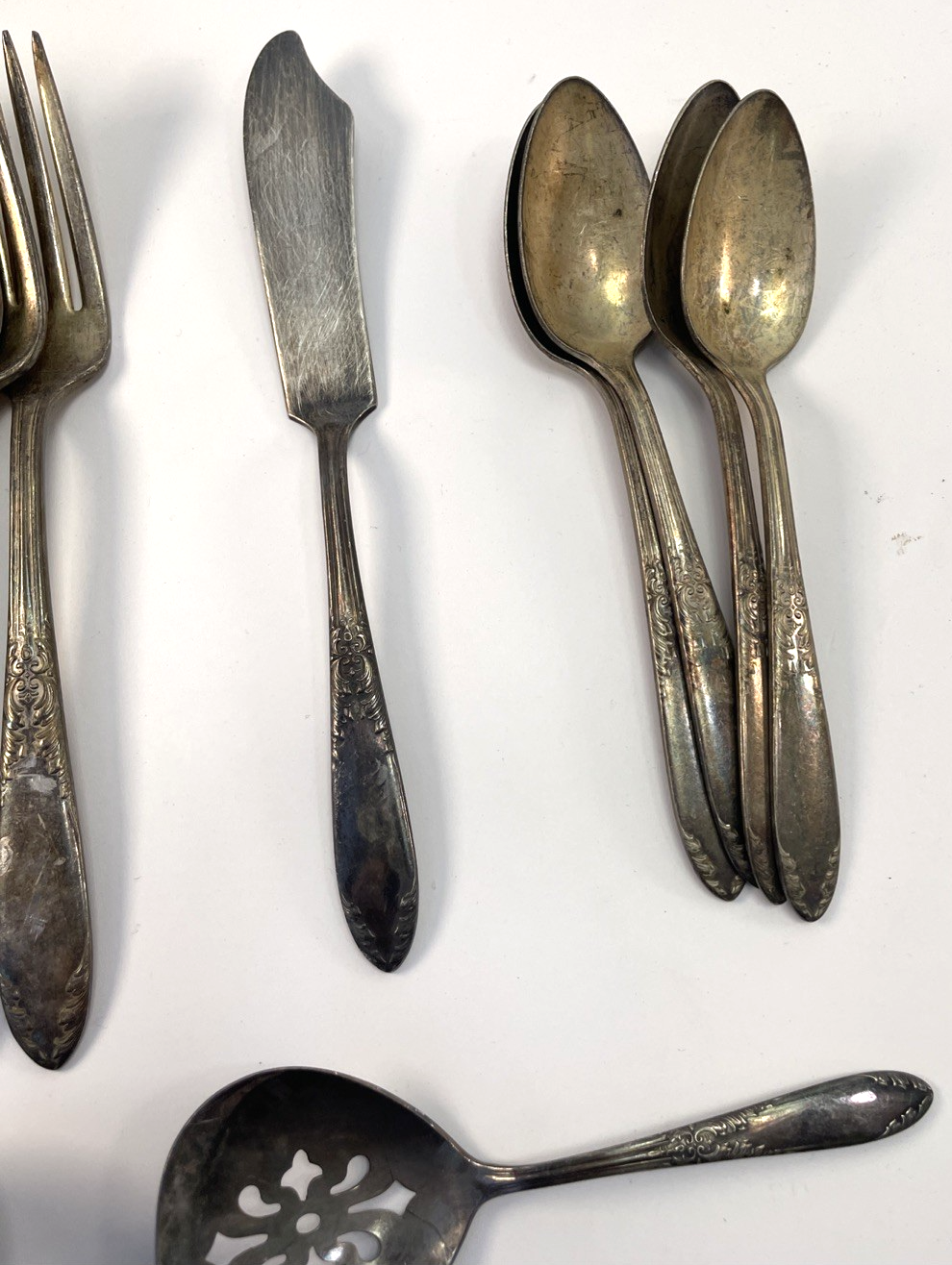 Vintage National Silver Silverplate Royal Pattern Needs TLC 33 Pc Lot