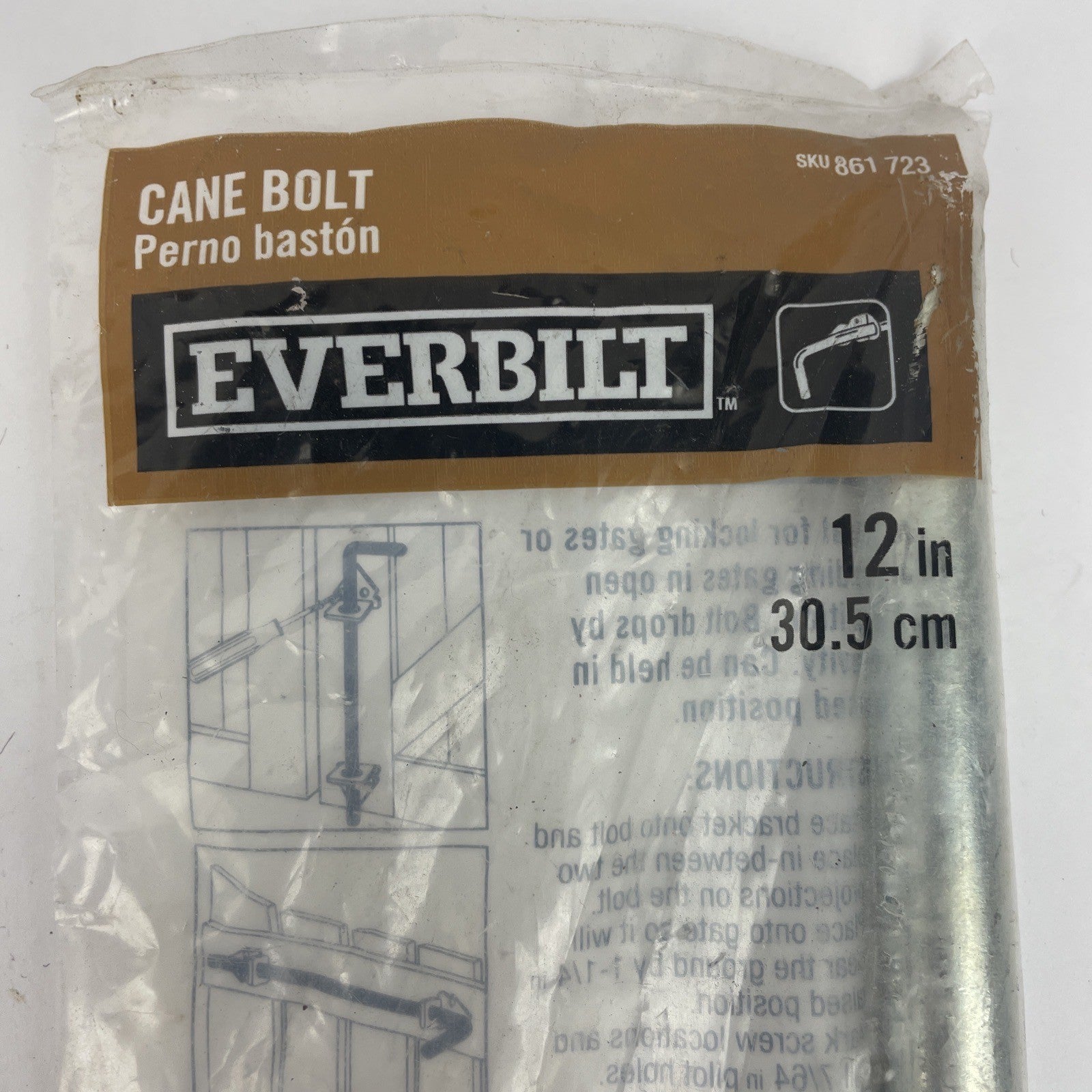 Everbilt 12 in.12" 30.5cm  Zinc-Plated Cane Bolt 861 723