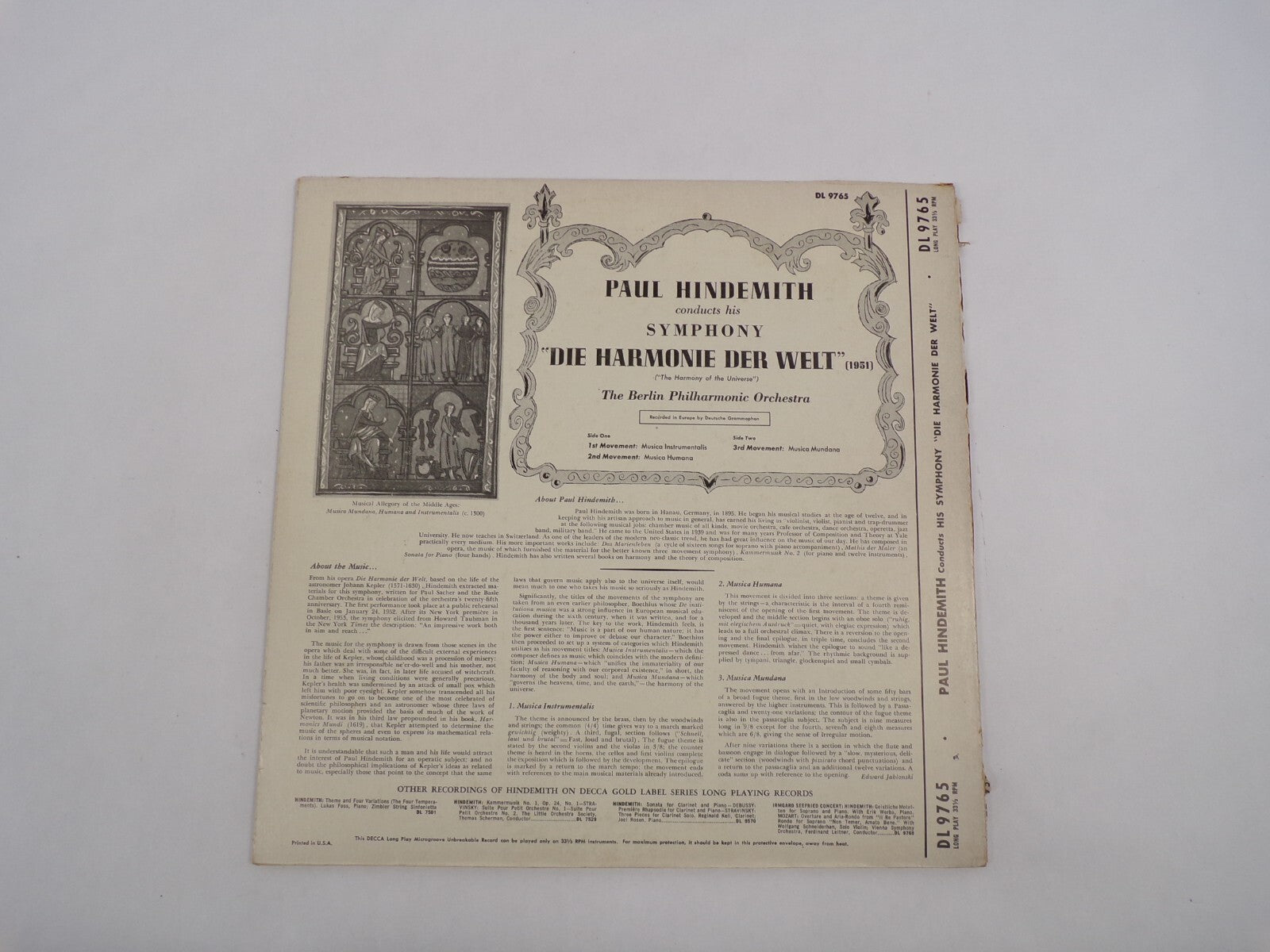 Paul Hindemith Conducts His Symphony "Die Harmonie Der Welt" The Berlin Philharm