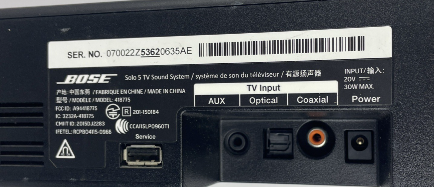 OEM Bose Solo TV Speaker Soundbar Sound Bar 418775 No Remote or Power Cord