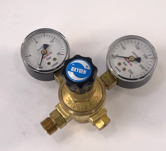 Bromic Oxygen Pressure Regulator Dual Monitor Gauge Forged Brass Body EN562