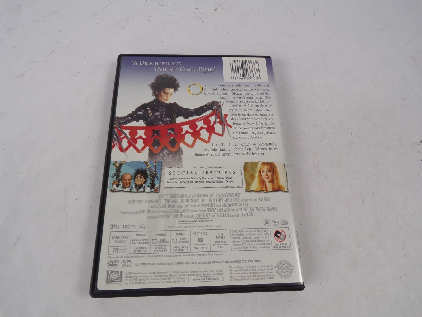 Edward Scissorhands Johnny Depp Winona Ryder Full Screen Anniversary DVD Movies