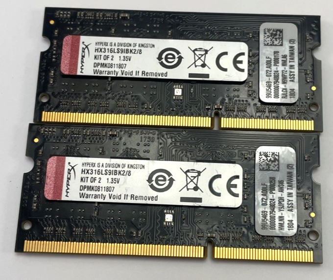 16GB Kingston HyperX Impact HX316LS9IBK2/8 DDR3L-1600 CL9 204-Pin SODIMM 2 x 8GB