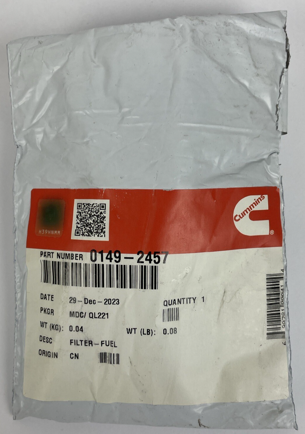 Cummins Fuel Filter 0149-2457 - Onan QG 4000 Cummins Generator Fuel Filter