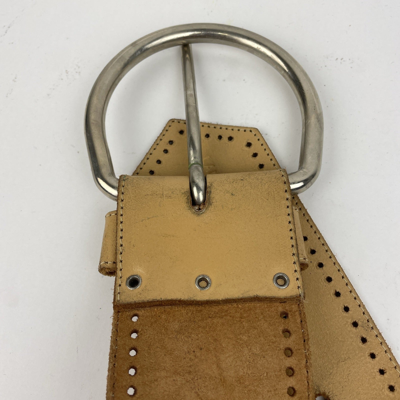 LANDREX Freanc Leather Round Stainless Steel Buckle Wide ( 2.5" ) Belt Size 32