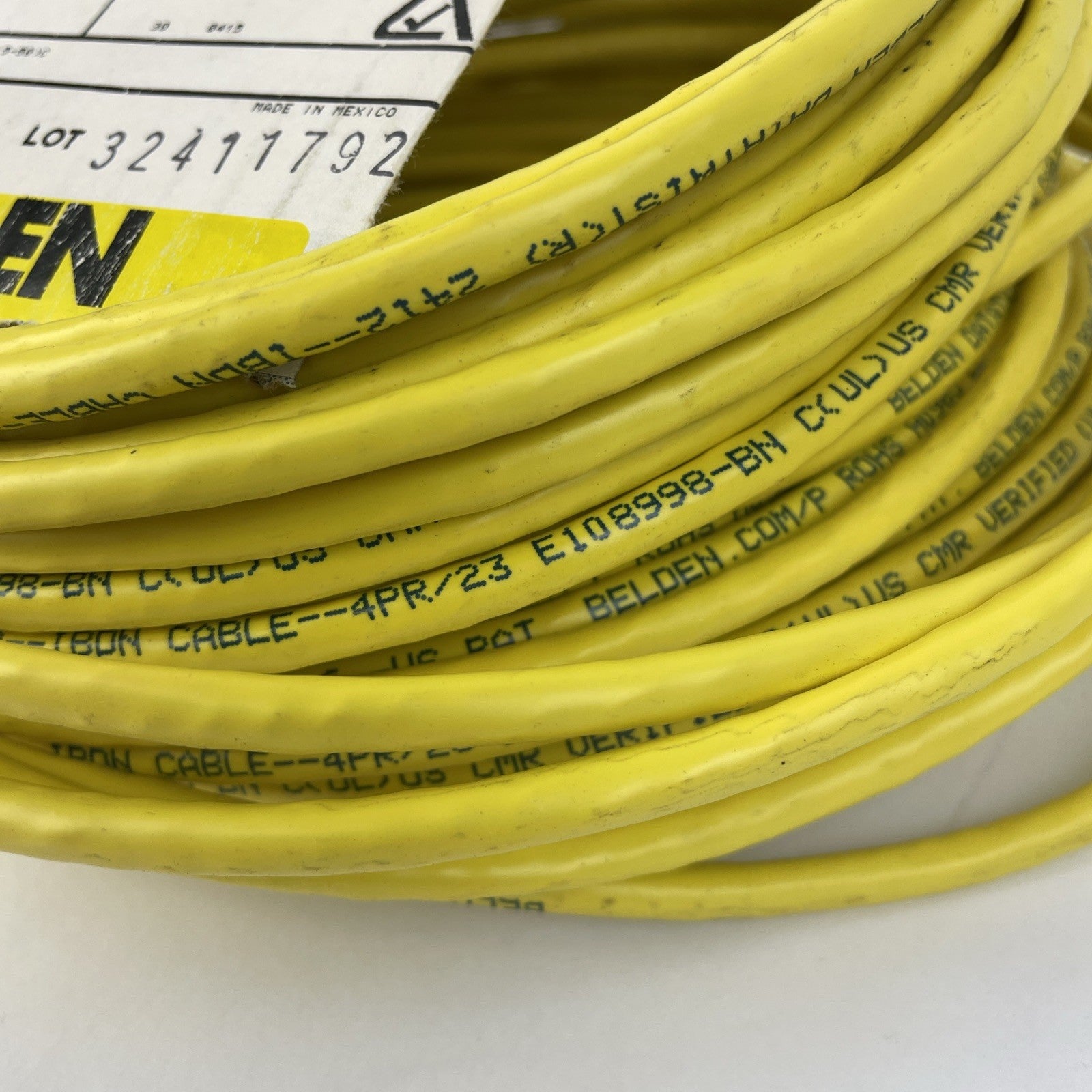 Belden 2412 010A1000 CAT6+ Network Cable 4-Pair U/UTP CMR, 23AWG, 100 ft, YELLOW