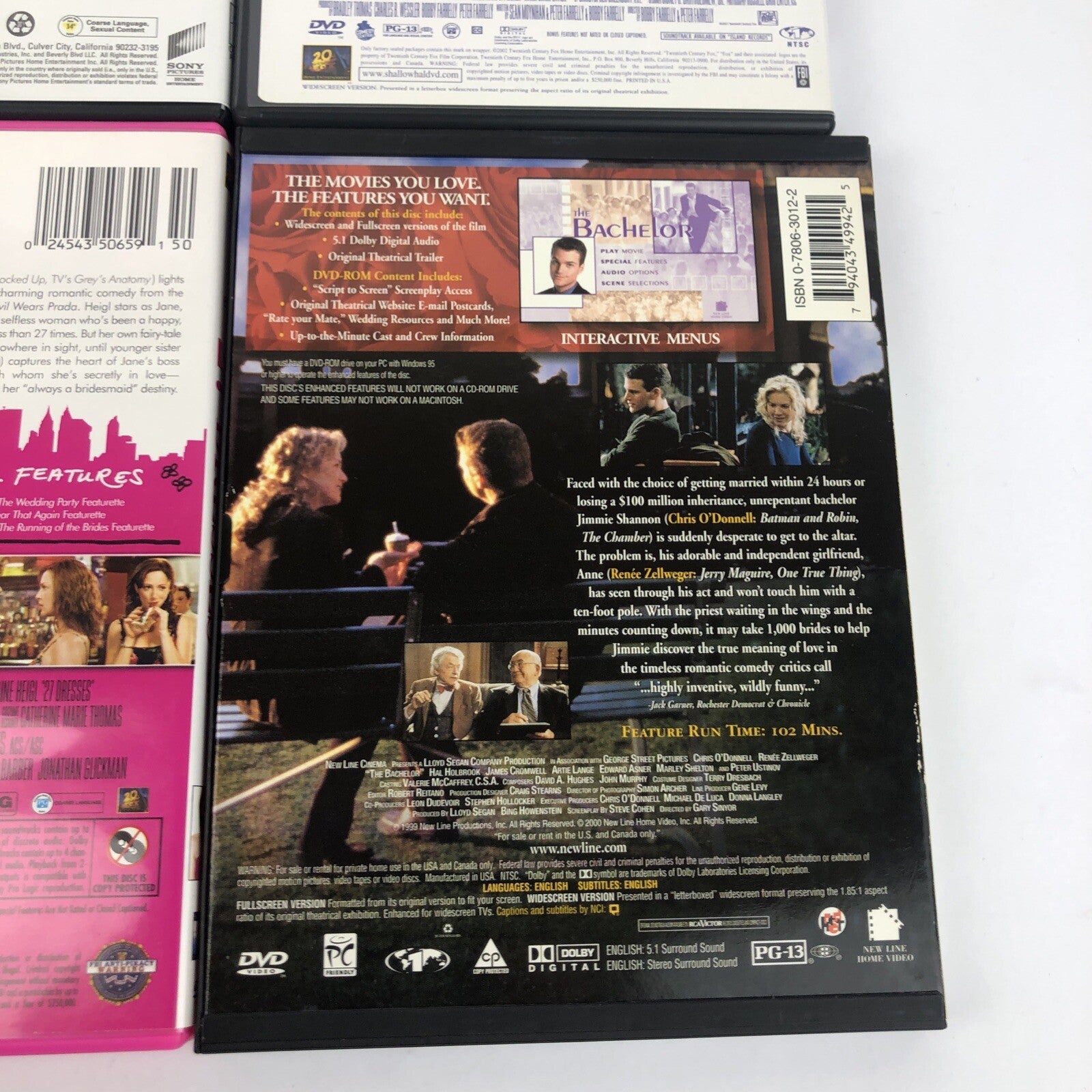 6 x Romantic Comedy DVD - Lot 27 Dresses The Ugly Truth Serendipity The Bachelor