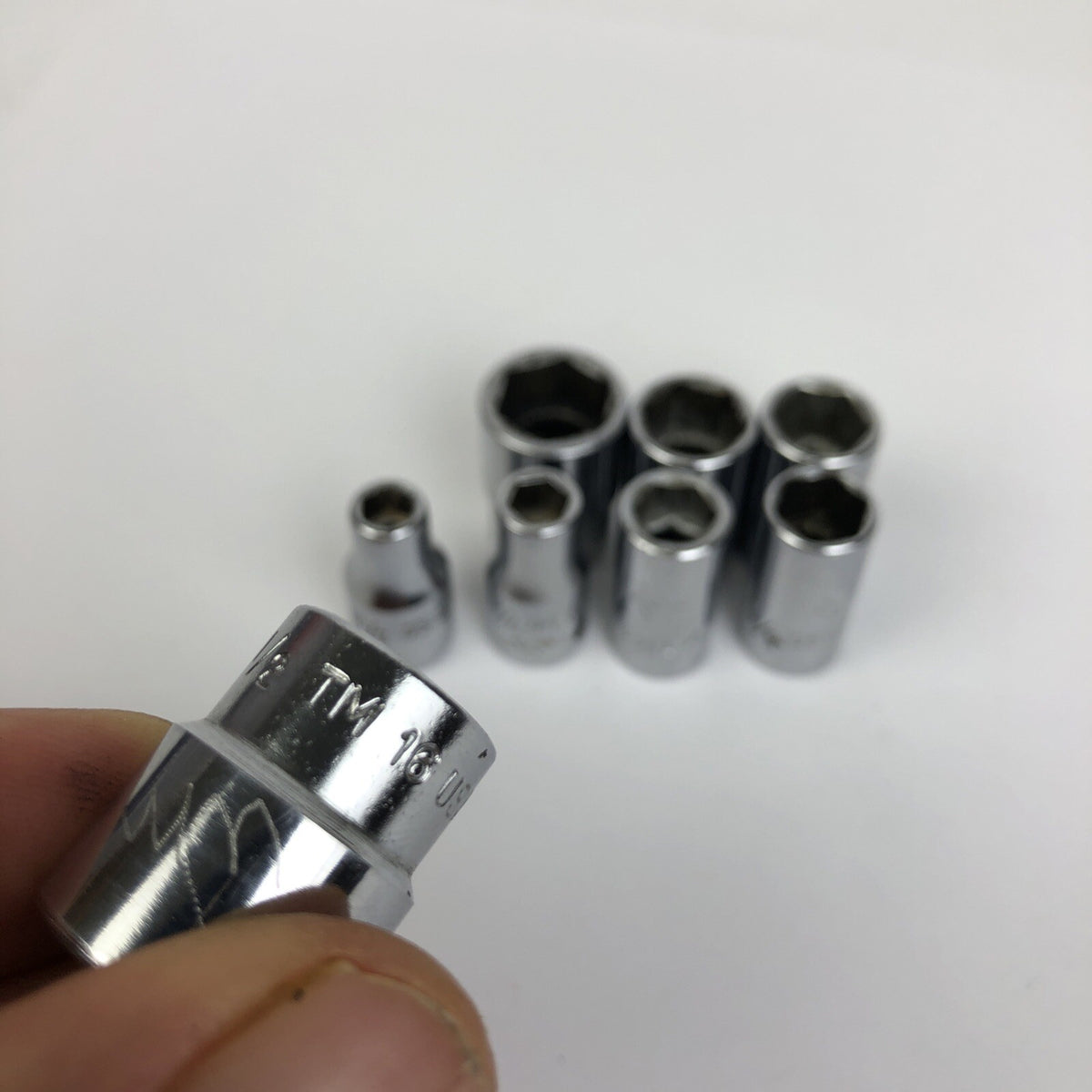 8 x Snap-on Tools 1/4” 6 Point Drive Sockets TM-16 1/2" - TM-6 3/16"