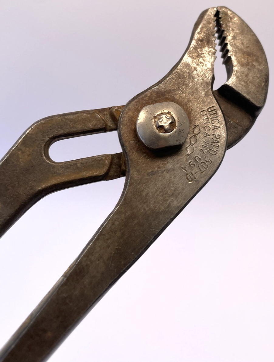 Vintage UTICA 507-10 USA Channel Lock Pliers Slip Joint Parrot Nose Nut Buster