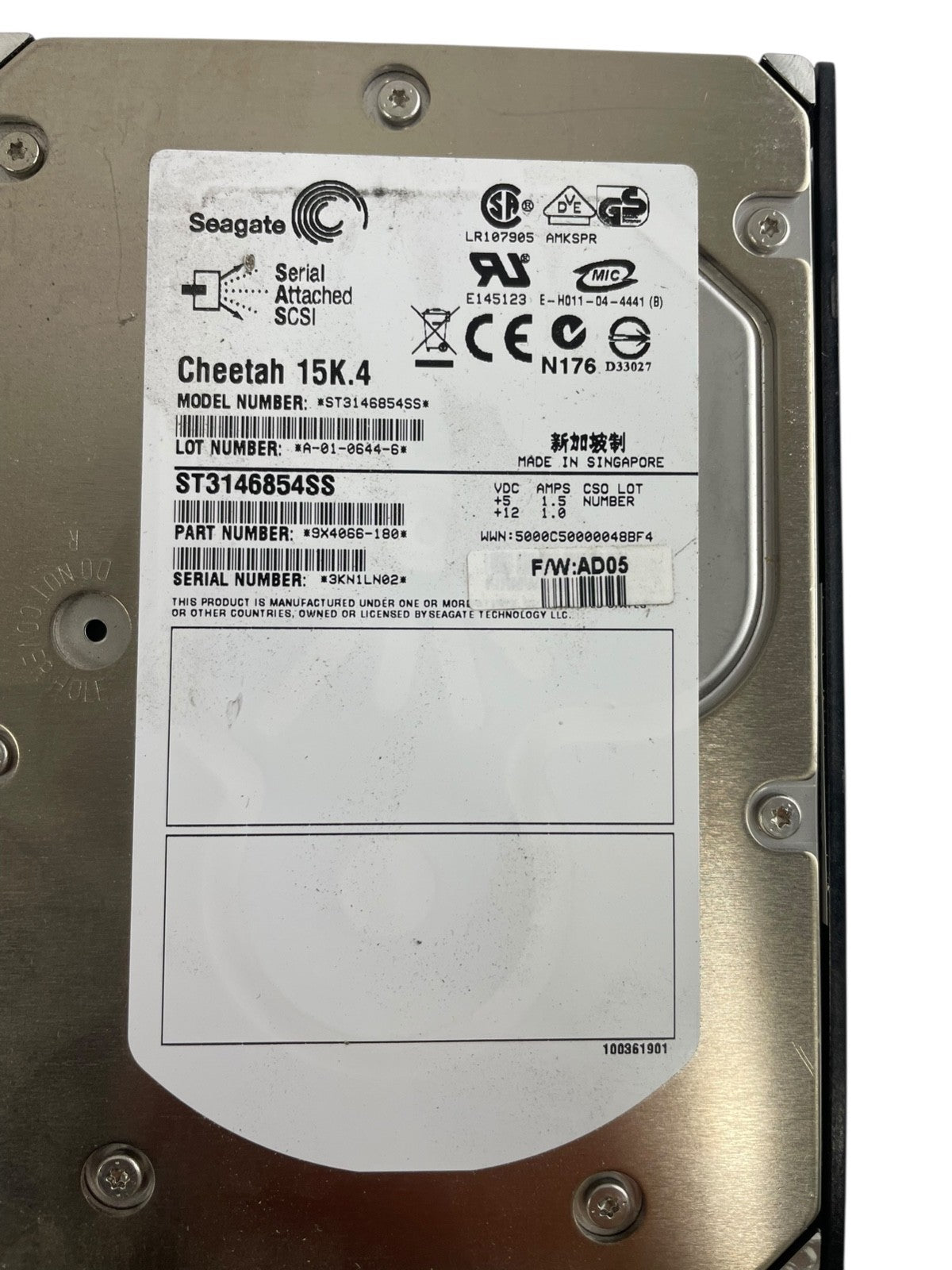 Seagate Cheetah 15K.4 146GB 15000RPM SAS 3Gbps 8MB Cache 3.5-inch