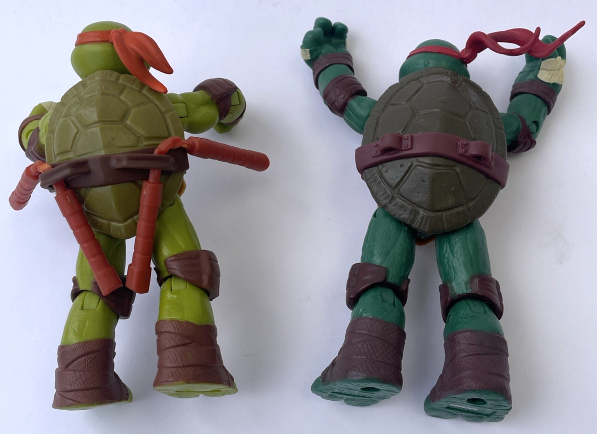 2 x Teenage Mutant Ninja Turtles Michelangelo & Raphael Viacom Figurines 4.5"