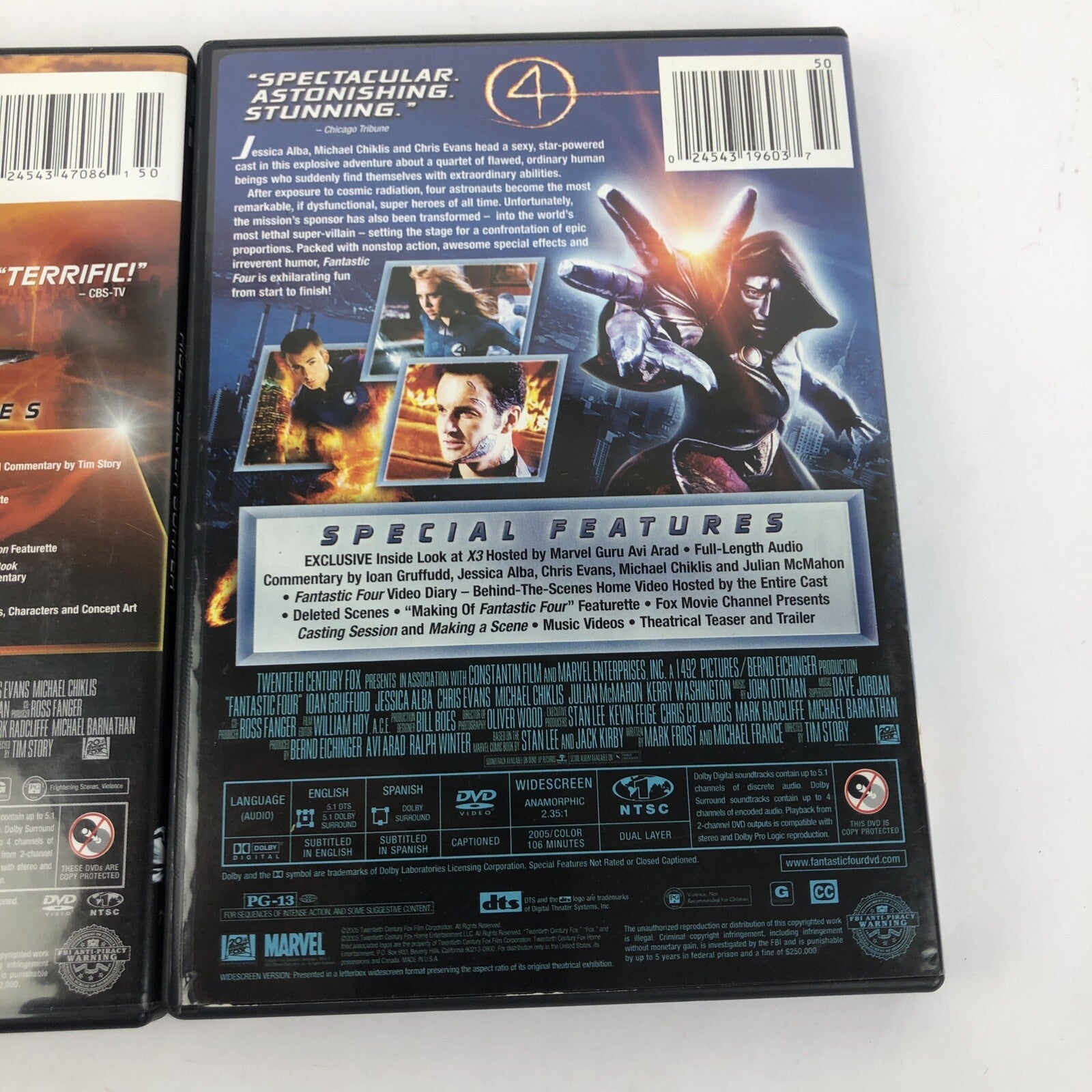 (2) Marvel Fantastic Four DVD Lot: Original, Rise of Silver Surfer Mint Discs