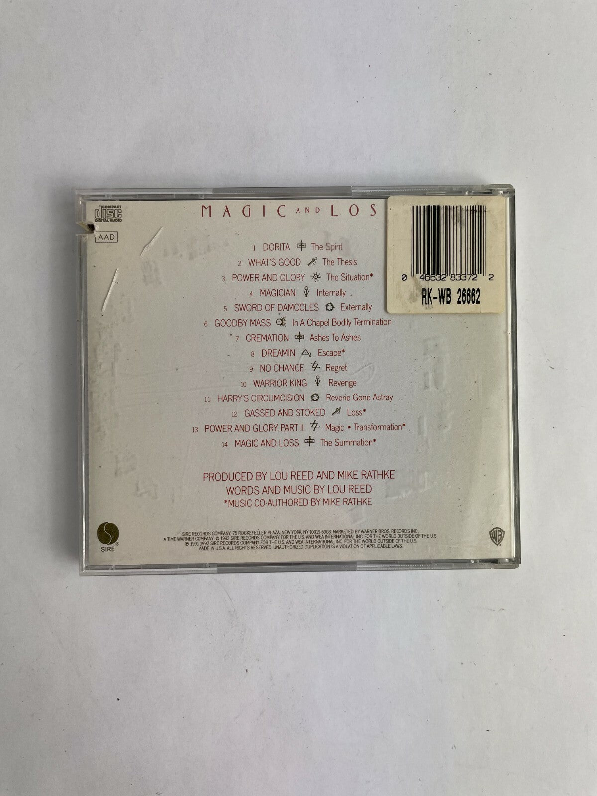 Loureed Magic and Loss Music CD Q9
