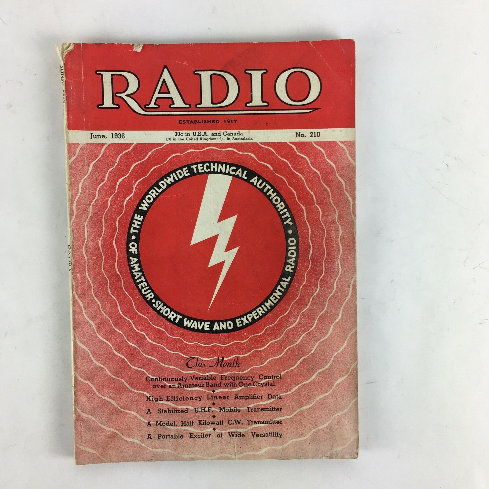 June 1936 Radio Magazine High Efficiency Linear Amplifier Data Stabilized U.H.F