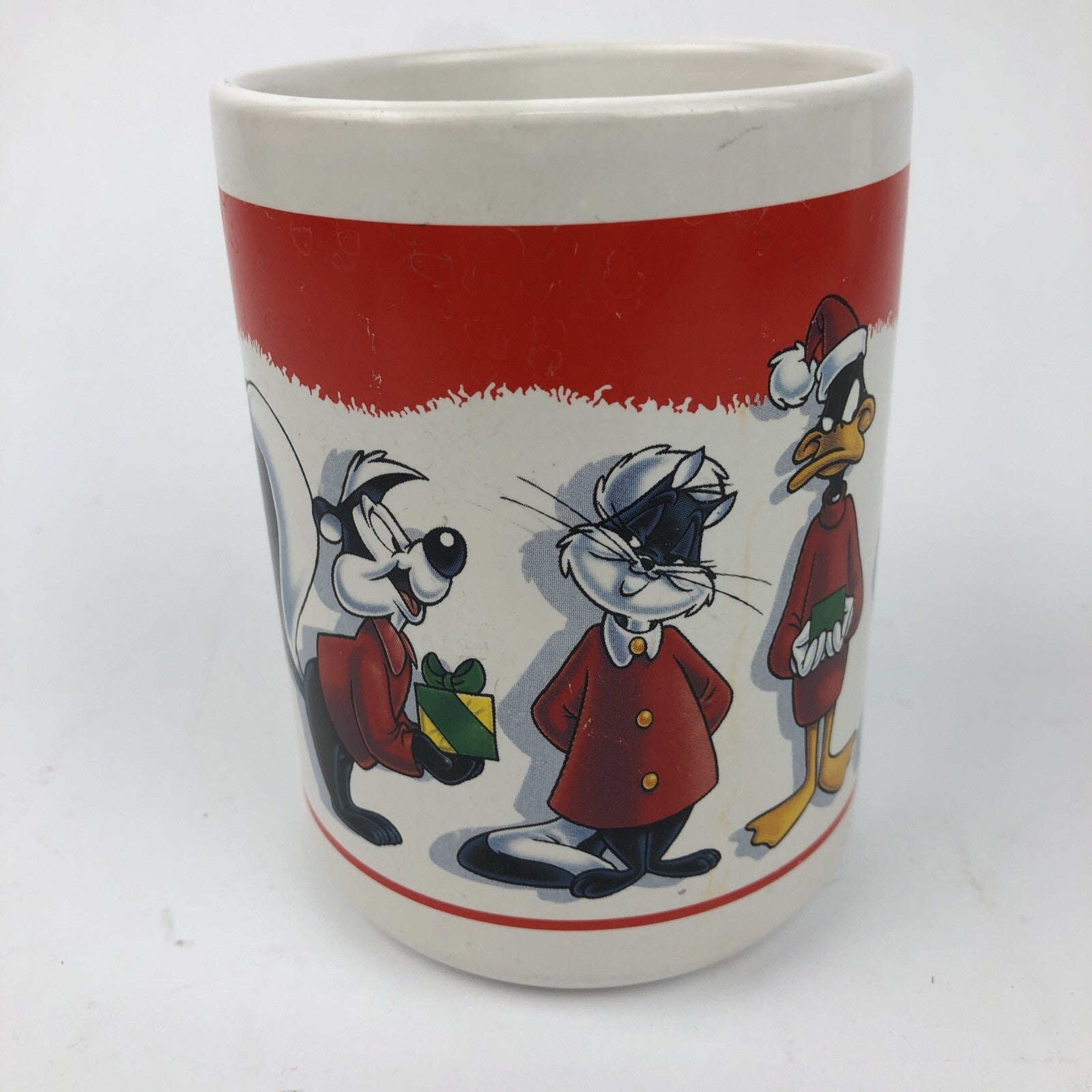 Loony Tunes Christmas Character Coffee Mug Cup Taz Pepe Bugs Daffy Marvin RARE