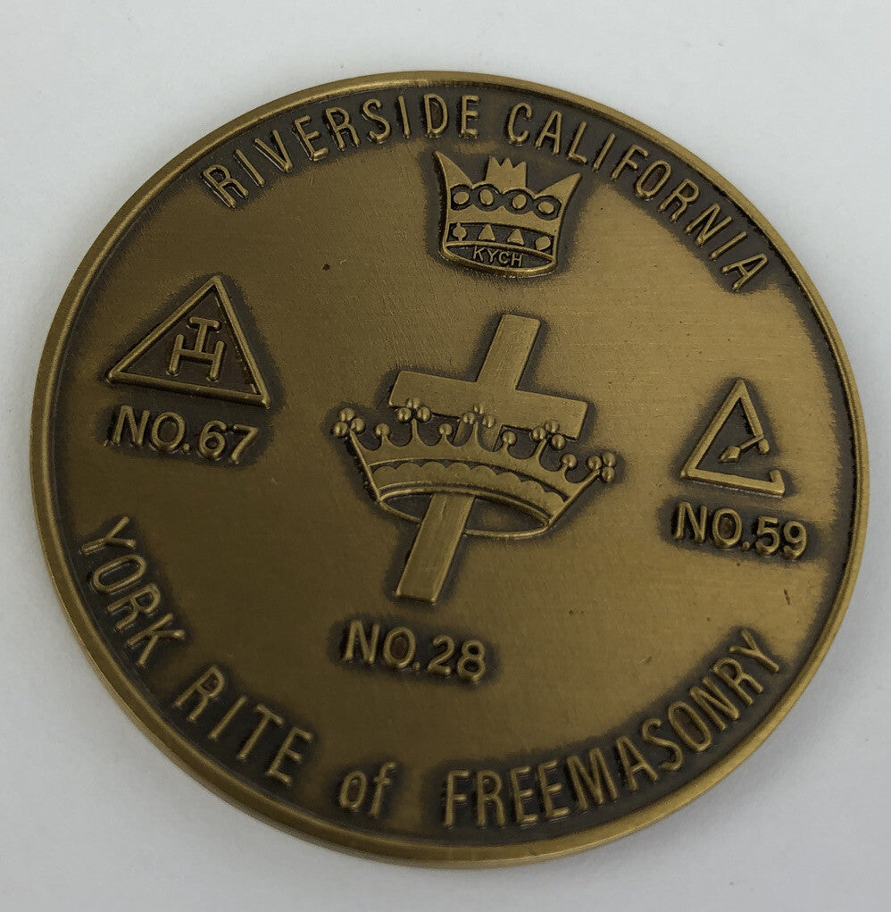 York Rite Freemasonry 100 years Riverside California coin medal set of 2 Masonic commemorative collectible