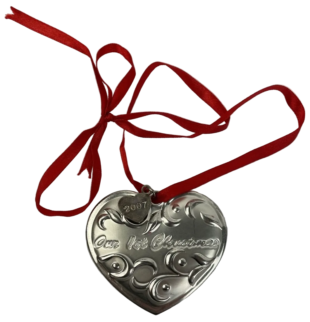 Lenox Opal Innocence 2007 Our First Christmas Heavy Metal Ornament