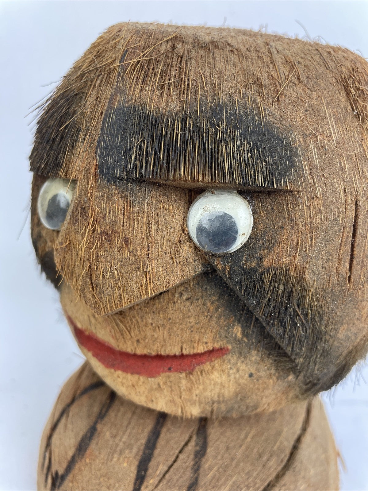 Coconut Carved Hand Made Tribal Native Head Decor Google Eyes Very Creepy