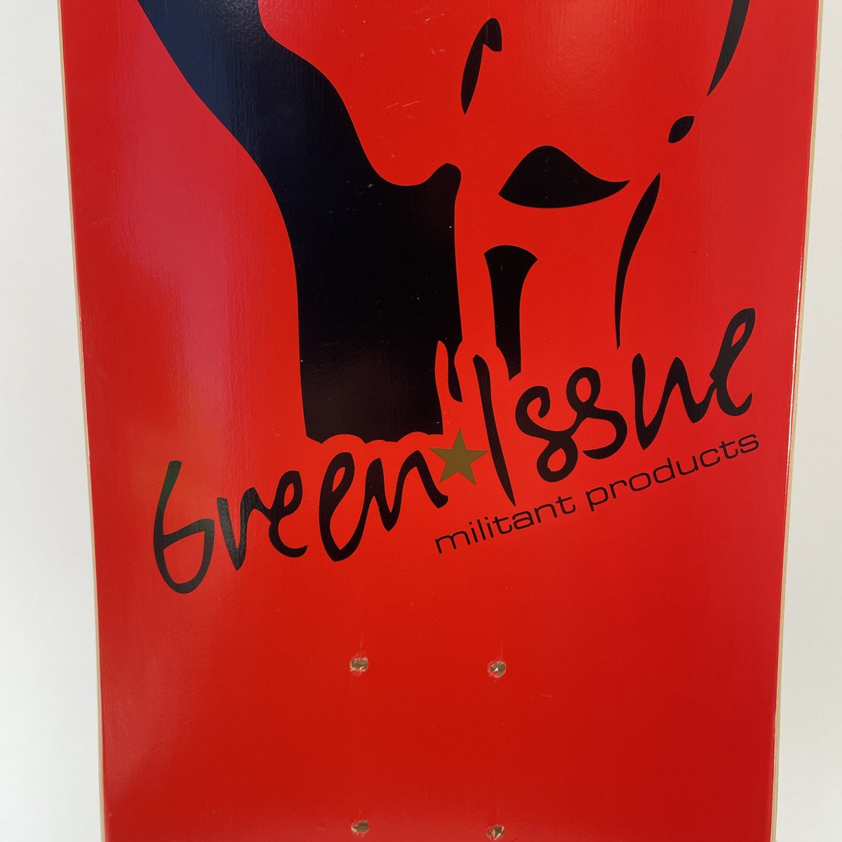 GREEN ISSUE Skateboards RED Fist Militant Products Skateboard Deck 8.5" Rare