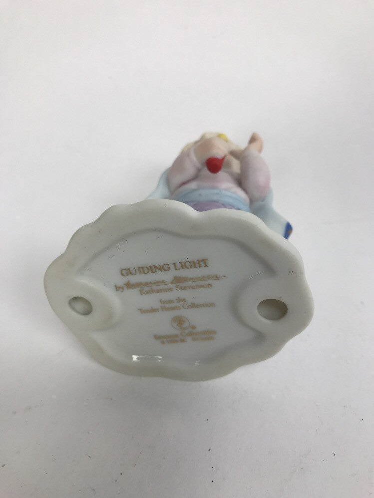 Tender Hearts Candle Angel Cherub Porcelain Figurine "Guiding Light" Bronson