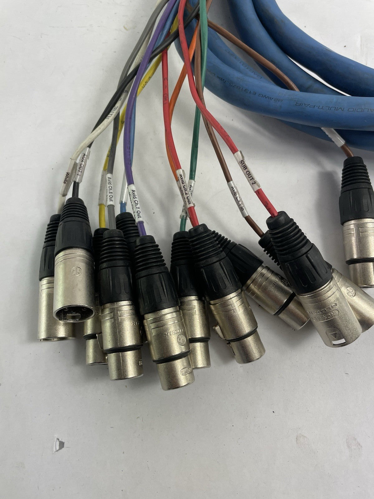 GEPCO  12 Channel Male 1/4" Phone to 3-Pin Neutrik XLR Female Male Snake Cable