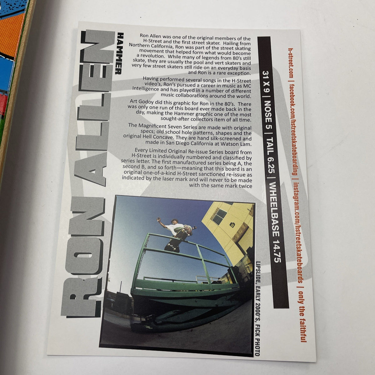 RON ALLEN "INSANE" RE-Issue Deck H-Street Skateboards Watson Laminates 15 / 166