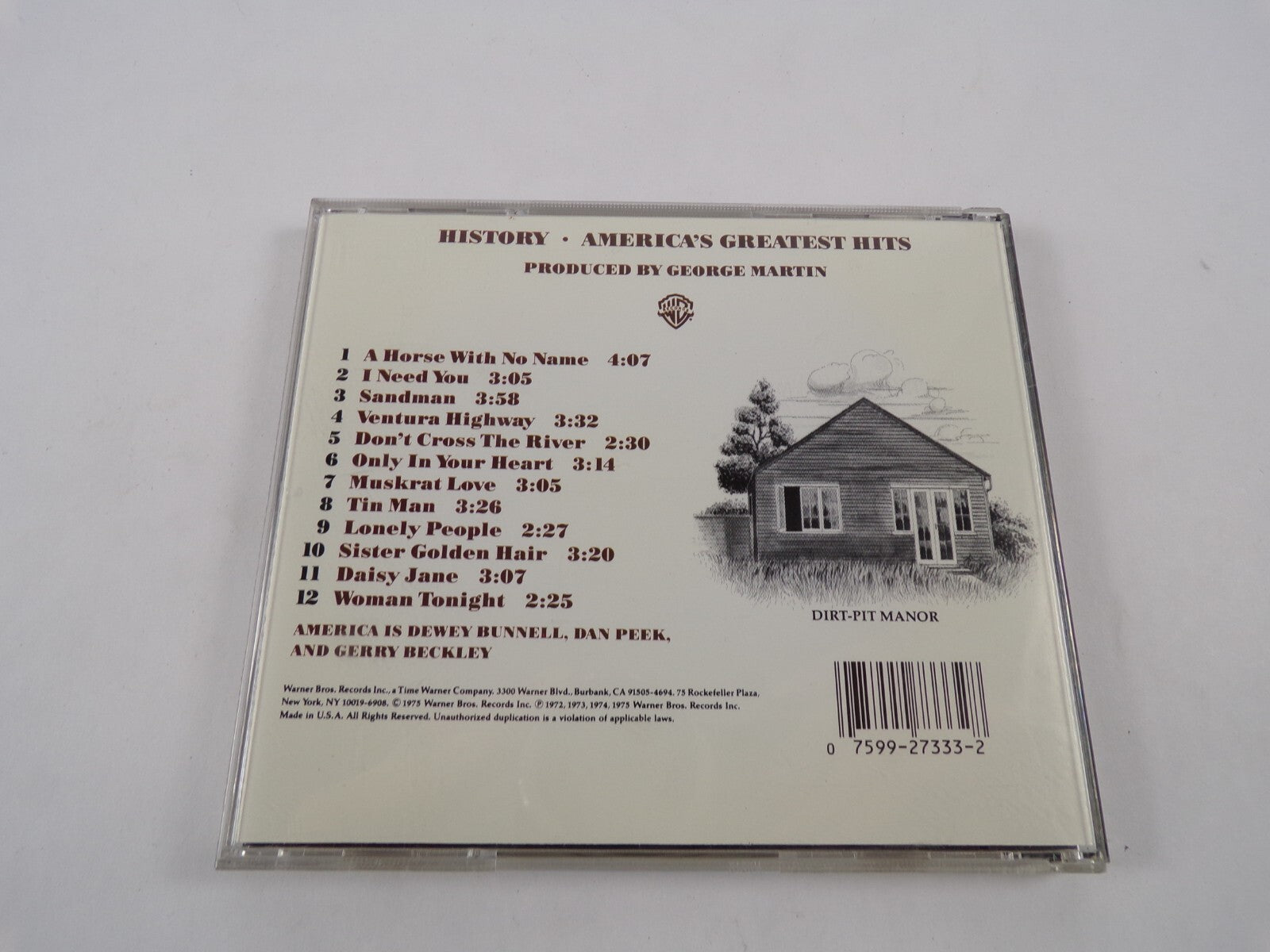 America's Greatest Hits History A Horse With No Name I Need You Sandman CD#45