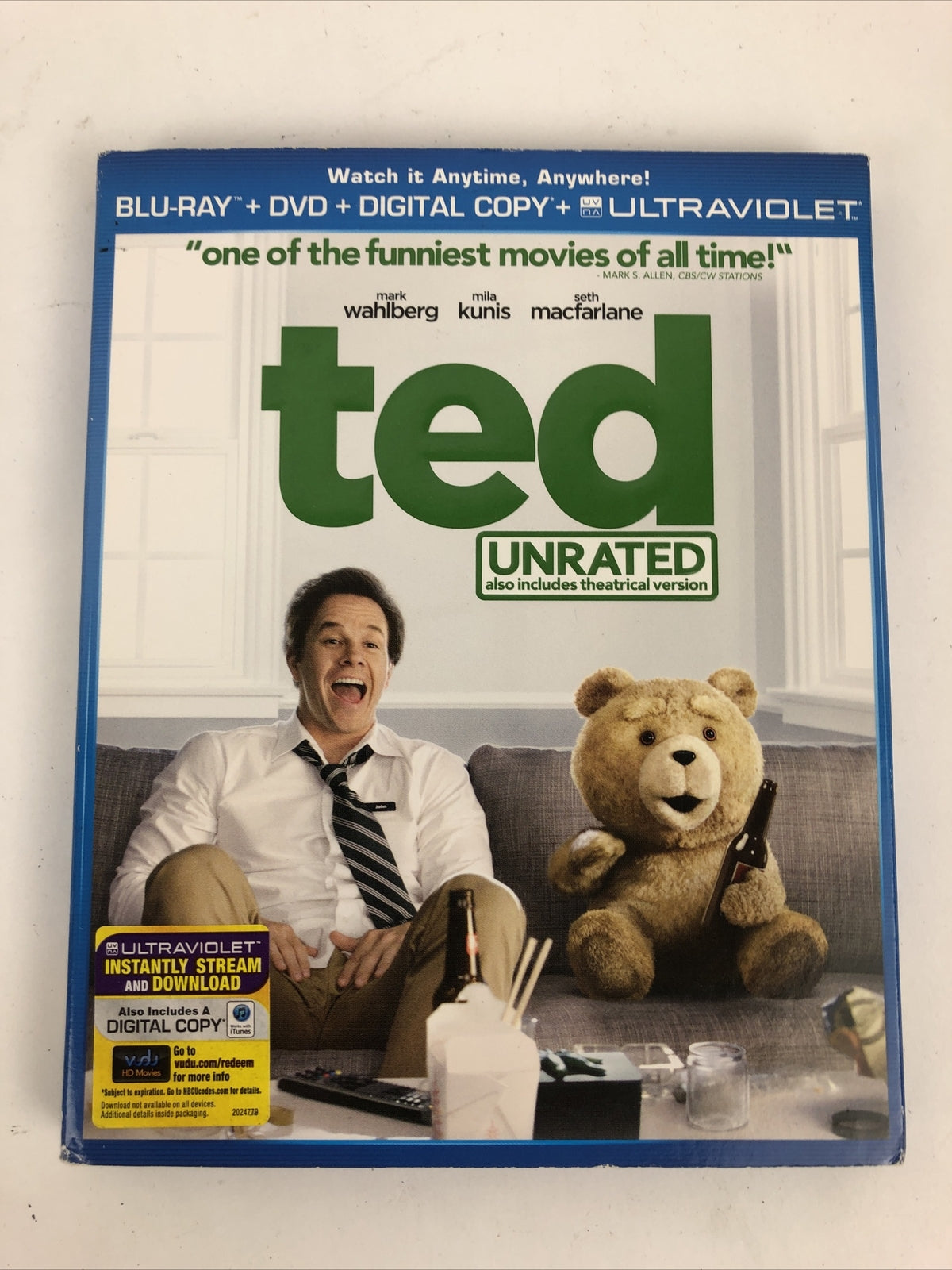 Ted (Two-Disc Combo Pack: Blu-ray + DVD + Slipcover  * Mint Discs