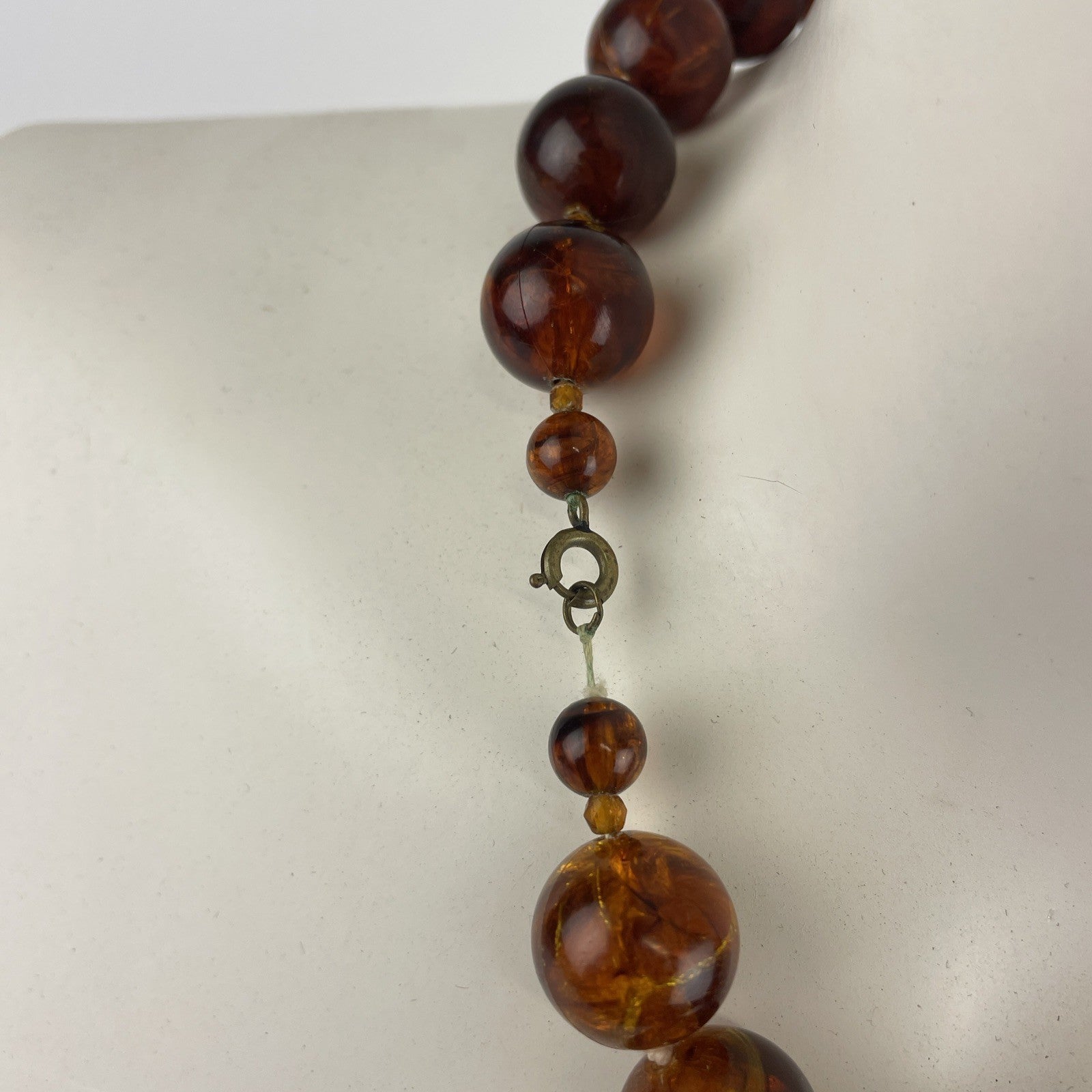 Vintage Dark Brown Graduated Lucite Acrylic Glass Bead Single Strand Necklace