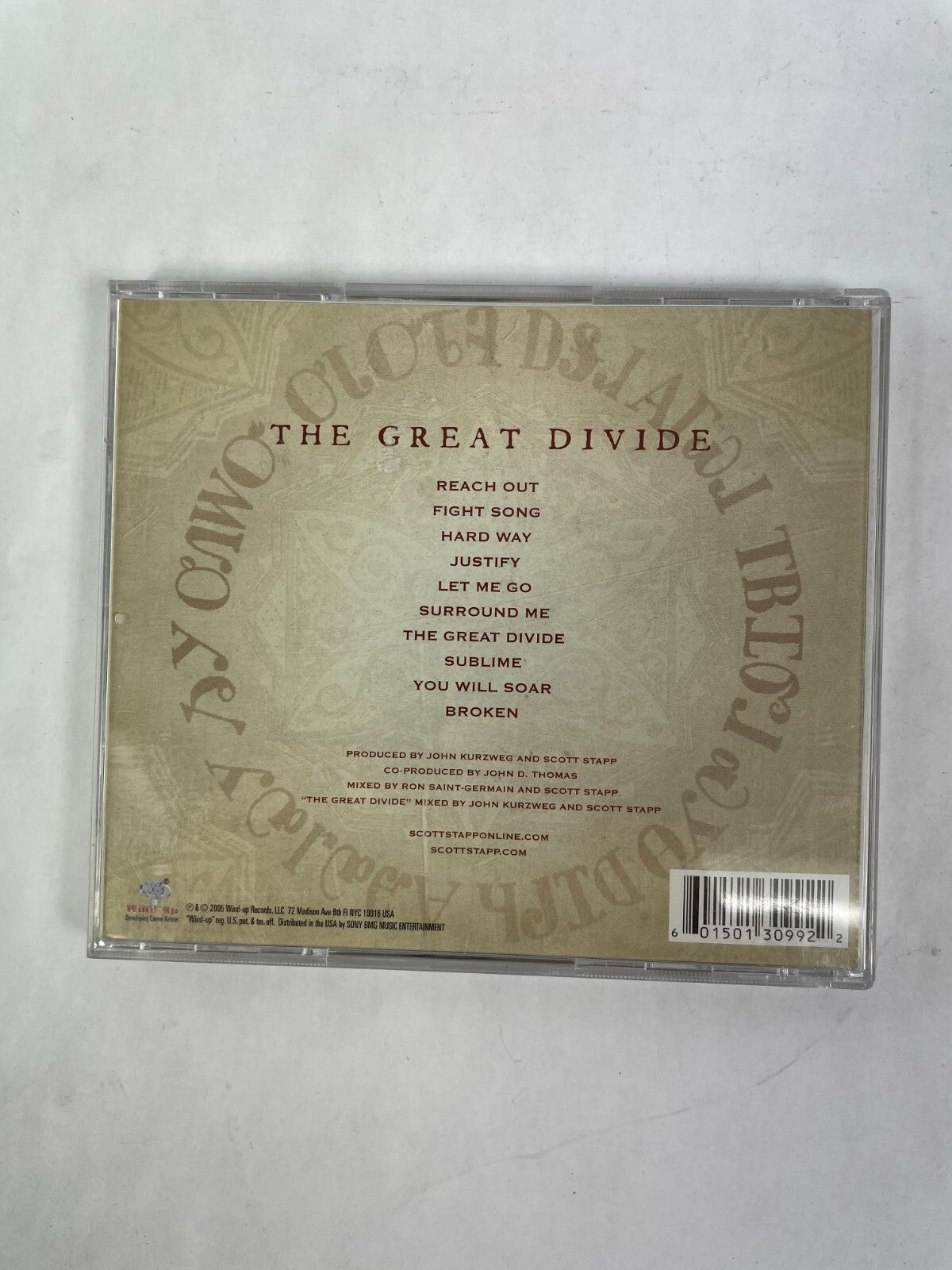 Scott Stapp The Great Divide Reach Out Fight Song Hard Way Justify CD 53