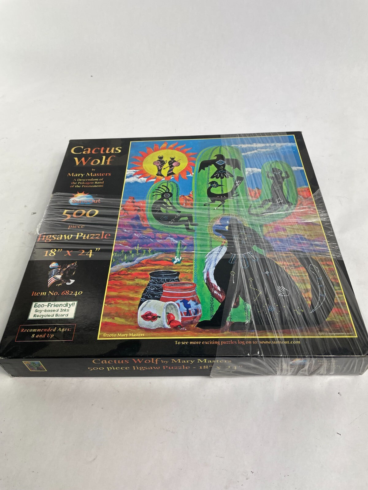 Cactus Wolf Mary Masters Sunsout 500 Piece Jigsaw Puzzle 18"x 24"