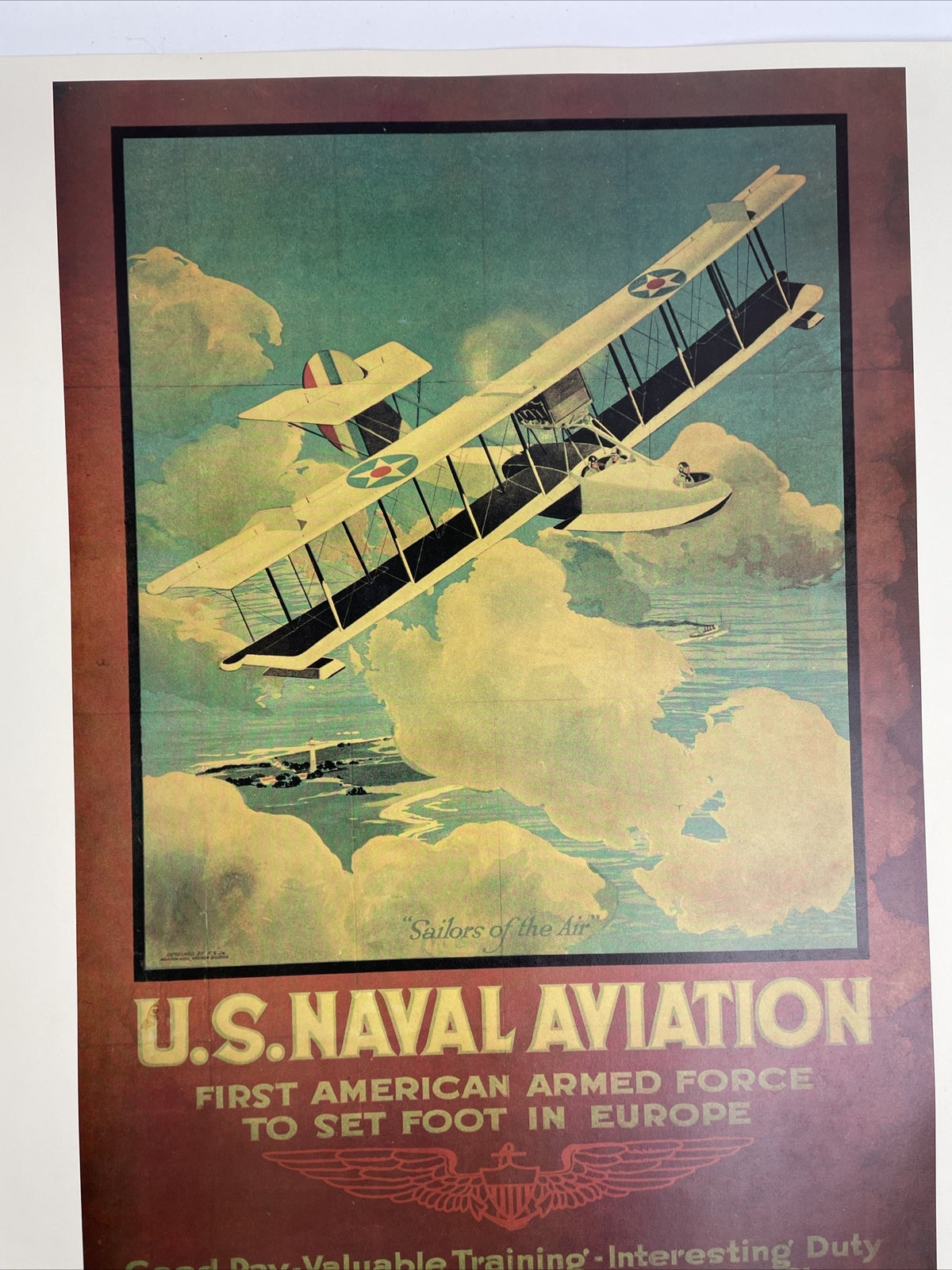 Vintage US Navy Recruiting Poster US Naval Aviation Sailors of the Air 20" x 16"