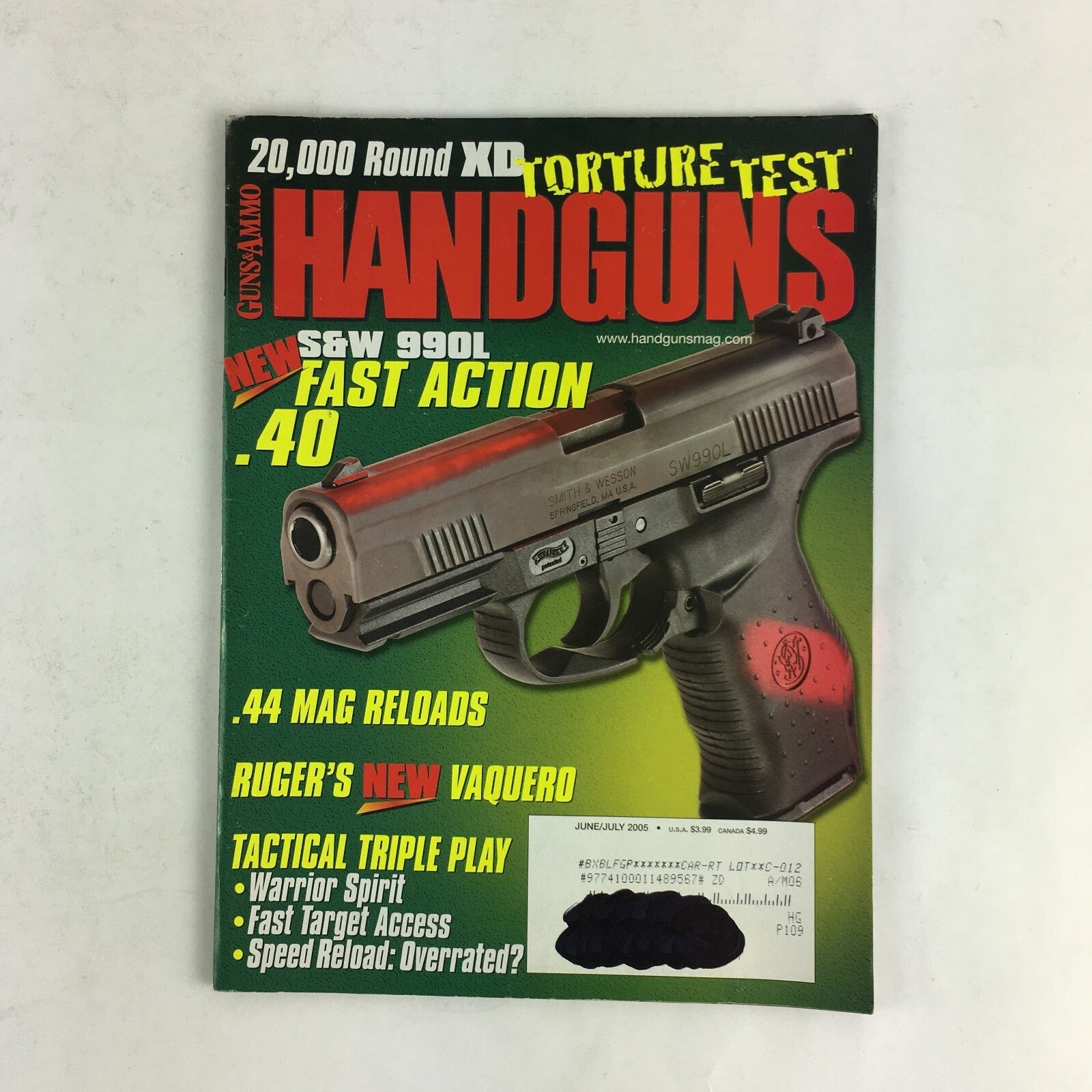July 2005 Guns & Ammo Handguns Magazine S&W 990L Fast Action .40 .44 MAG Reloads