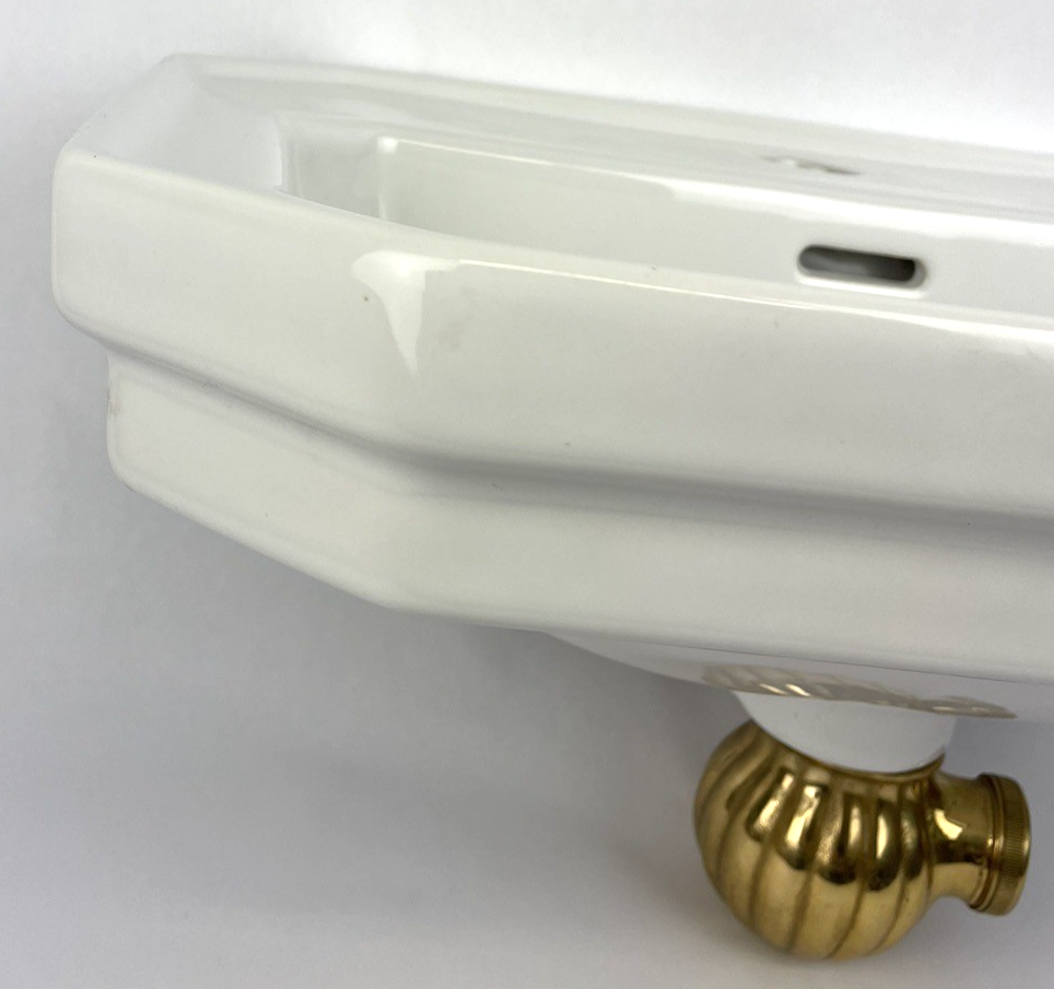 Duravit 785/50 Designer Wall Mount Bathroom Sink White w Gold/ Brass Drain Piece